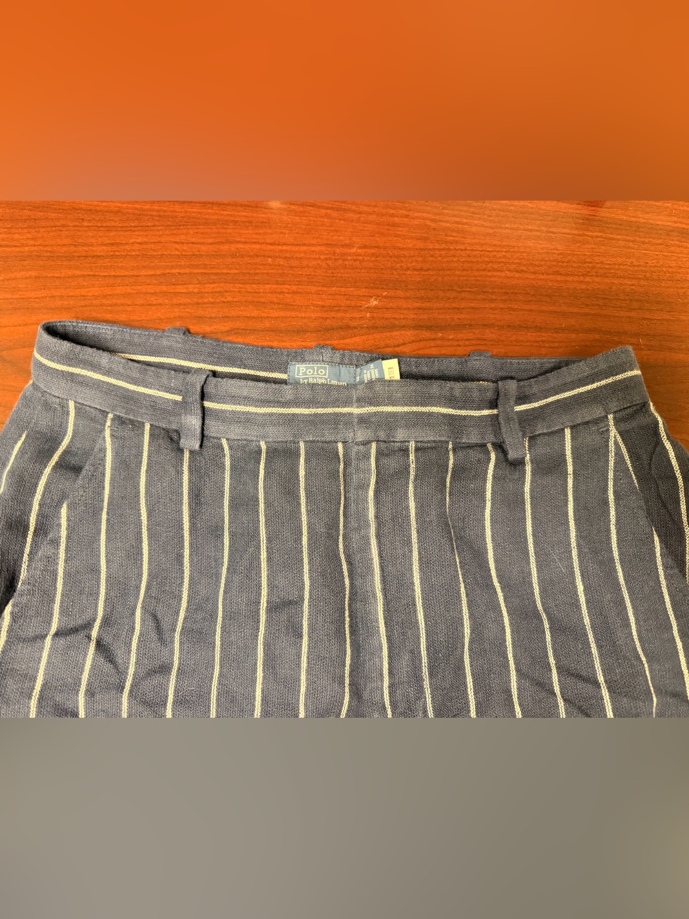 100% Linen Navy Pinstripe Linen Trousers - Picture 7 of 10